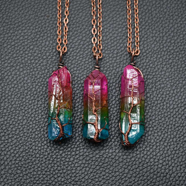 Crystal Pillar Tree of Life Pendant