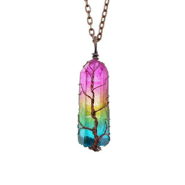 Crystal Pillar Tree of Life Pendant