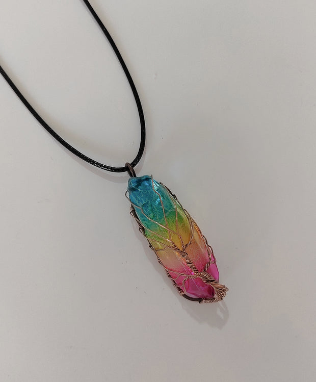 Crystal Pillar Tree of Life Pendant