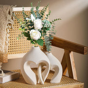 Heart Shaped Ceramic Vase Set of 2