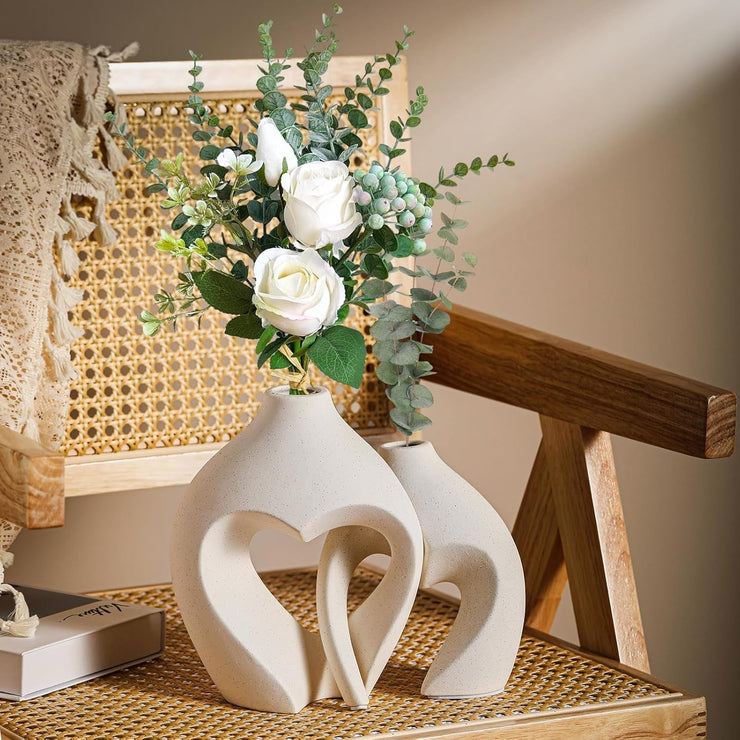 Heart Shaped Ceramic Vase Set of 2