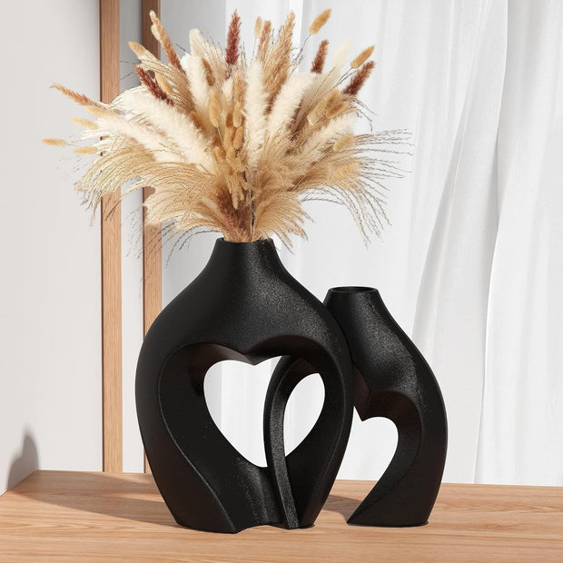 Heart Shaped Ceramic Vase Set of 2