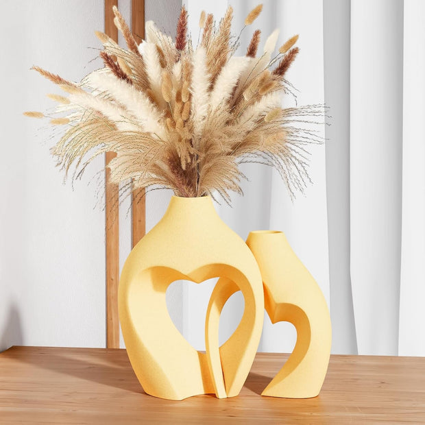 Heart Shaped Ceramic Vase Set of 2