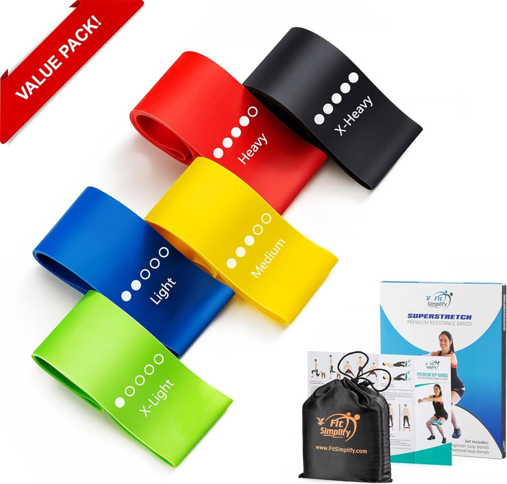 Resistance Exercise Bands with Instruction Guide and Bag