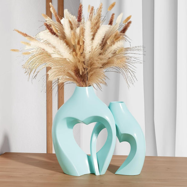 Heart Shaped Ceramic Vase Set of 2