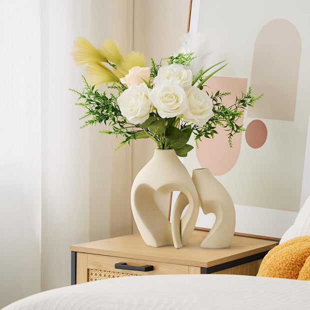 Heart Shaped Ceramic Vase Set of 2