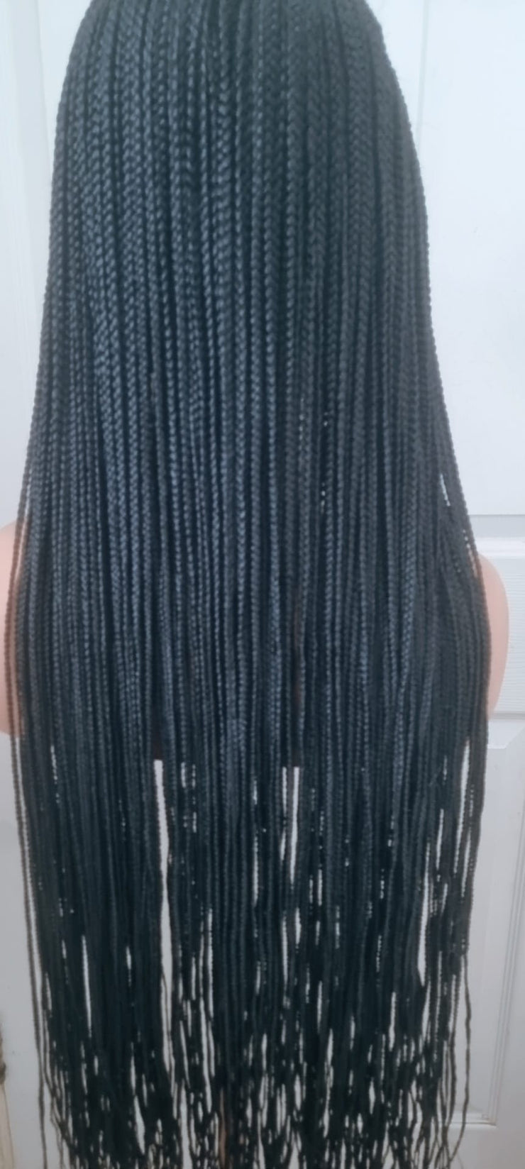 30" jet‑black Ghana‑weave wig